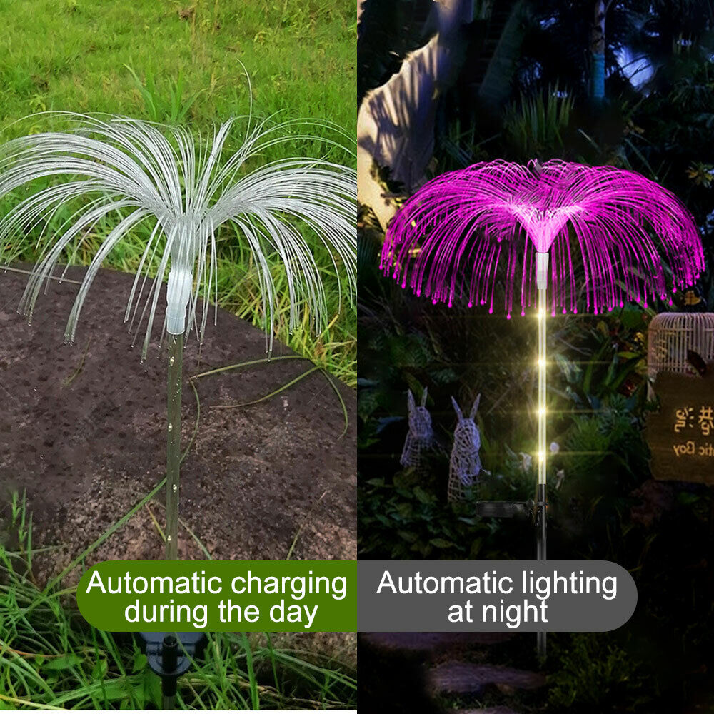 ForKumi solar palm lights outdoor showing automatic charging by day and colorful lighting at night