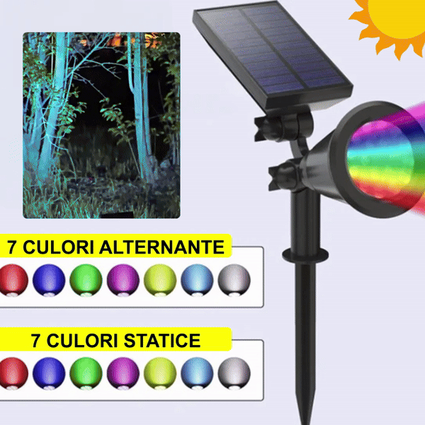 ForKumi solar powered landscape lighting with colorful LED projection for outdoor garden illumination
