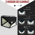 ForKumi solar powered outdoor lights with three lighting modes including bright, dim sensor, and motion sensor
