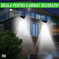 ForKumi solar powered outdoor lights mounted on a house wall illuminating the exterior at night