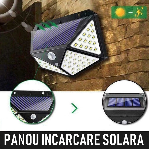 ForKumi solar powered outdoor lights with multiple LED panels and motion sensor for wall mounting