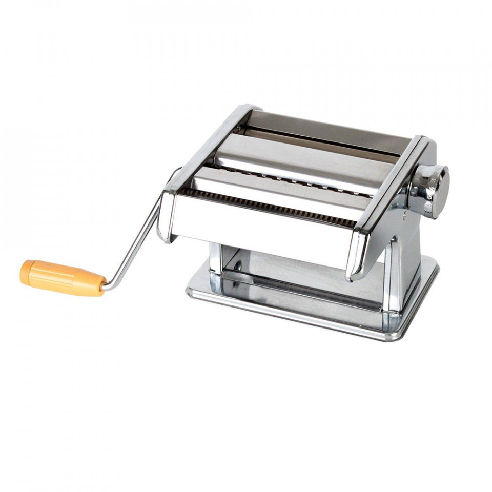 ForKumi stainless steel pasta maker with hand crank and adjustable rollers for fresh pasta