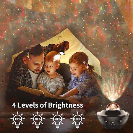 ForKumi star projector night light with 4 brightness levels creating a starry ambiance for children reading