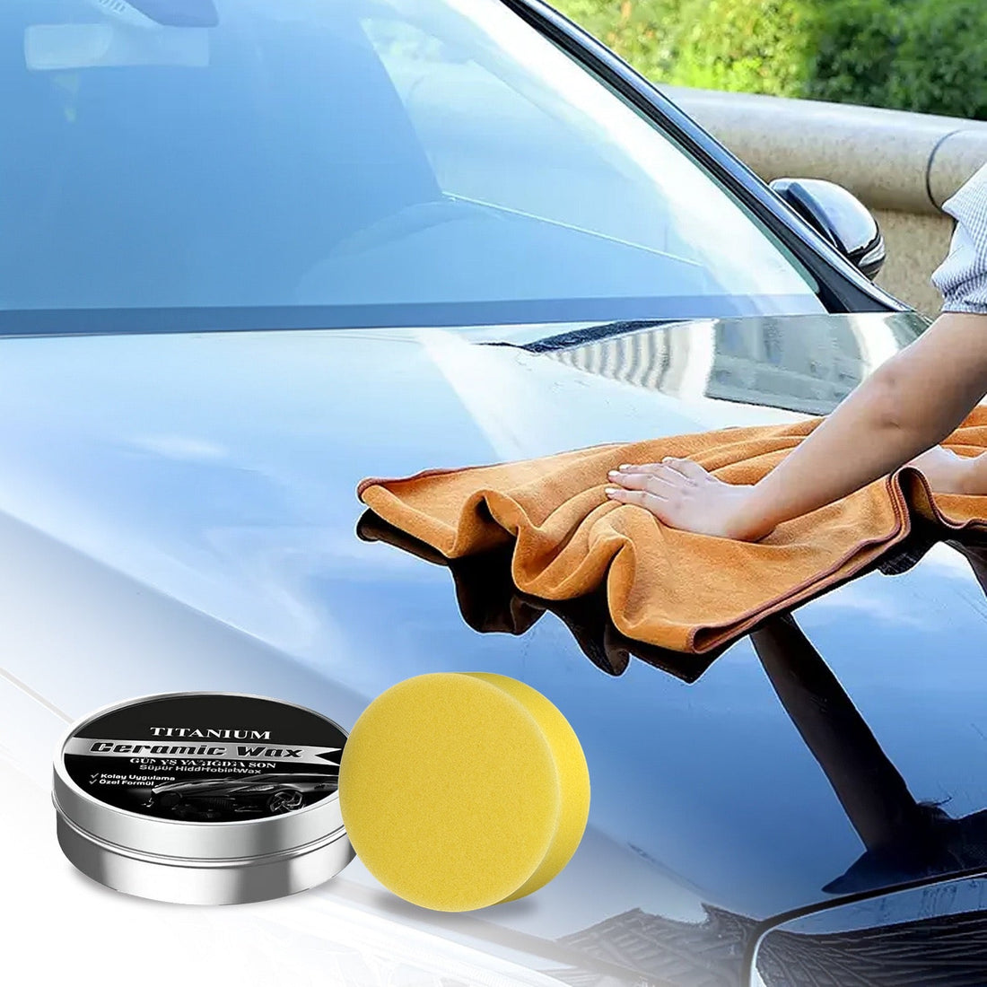 ForKumi nano ceramic car coating kit with titanium ceramic wax and applicator for glossy car protection