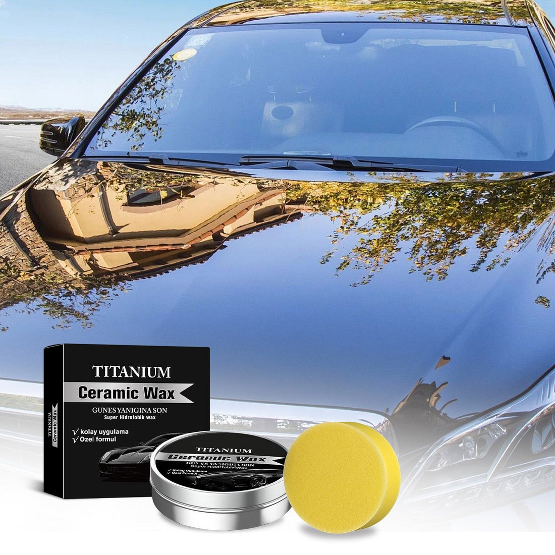 ForKumi nano ceramic car coating kit with titanium ceramic wax and applicator for glossy car protection