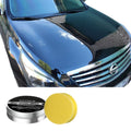 ForKumi nano ceramic car coating kit with yellow applicator pad and shiny black Nissan car hood
