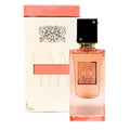ForKumi tropical vanilla musk perfume in a pink glass bottle with black cap and decorative box