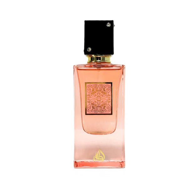 ForKumi tropical vanilla musk perfume in a rectangular pink glass bottle with black cap