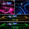 ForKumi 6M RGB car interior LED strip glowing in multiple colors inside vehicle dashboard and console