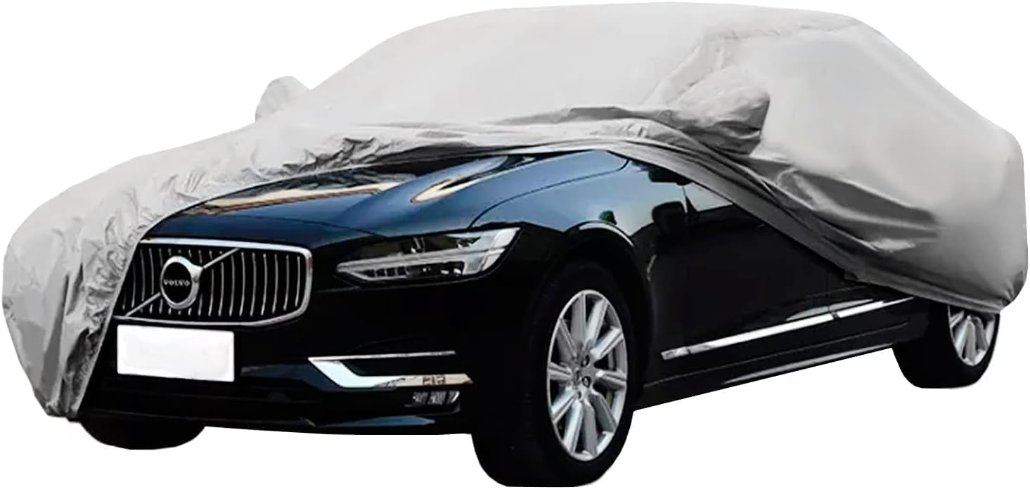 ForKumi universal car cover waterproof partially covering black luxury sedan protecting it from elements