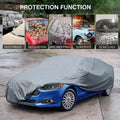 ForKumi universal car cover waterproof protecting blue sedan from dust leaves bird droppings sun and scratches