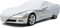 ForKumi universal car cover waterproof in gray protecting a silver sports car from dust and weather