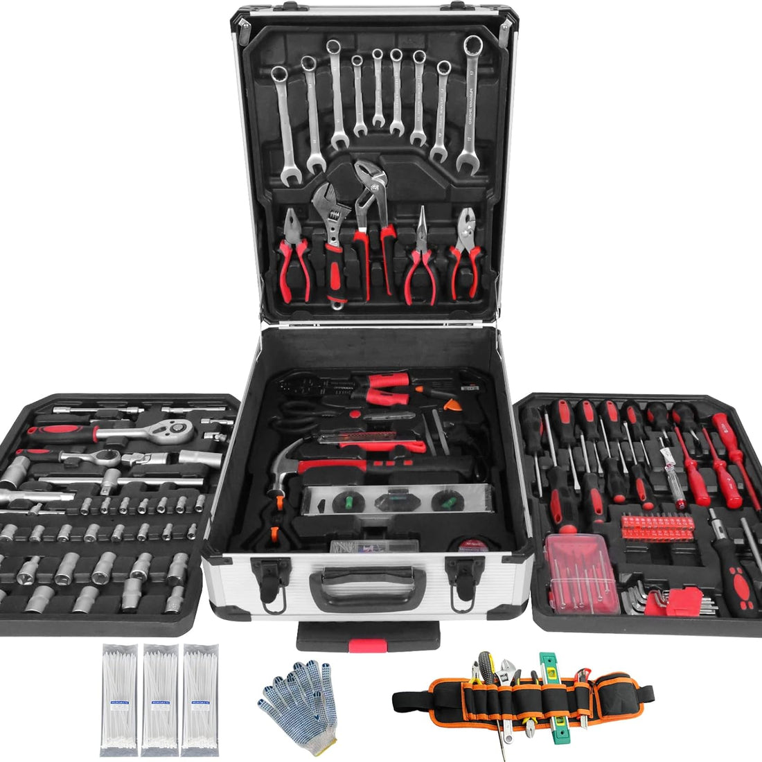 ForKumi professional mechanic tool kit with hand tools and tools case with wheels for car supplies