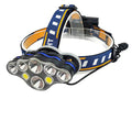 ForKumi USB rechargeable LED headlamp with adjustable blue and yellow strap and multiple LED lights
