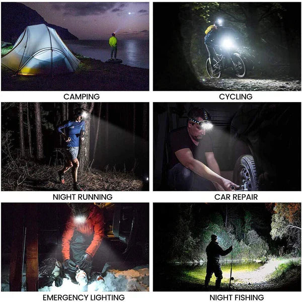 USB rechargeable LED headlamp used for camping cycling night running car repair emergency lighting and night fishing