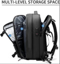Black vacuum travel backpack with multi-level storage space and organized compartments from My Store