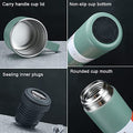 ForKumi 12 hour stainless steel thermos set with carry handle lid non slip bottom sealing inner plugs and rounded cup mouth