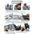 ForKumi 12 inch chainsaw blade adapter installation steps demonstrating parts replacement and chain adjustment