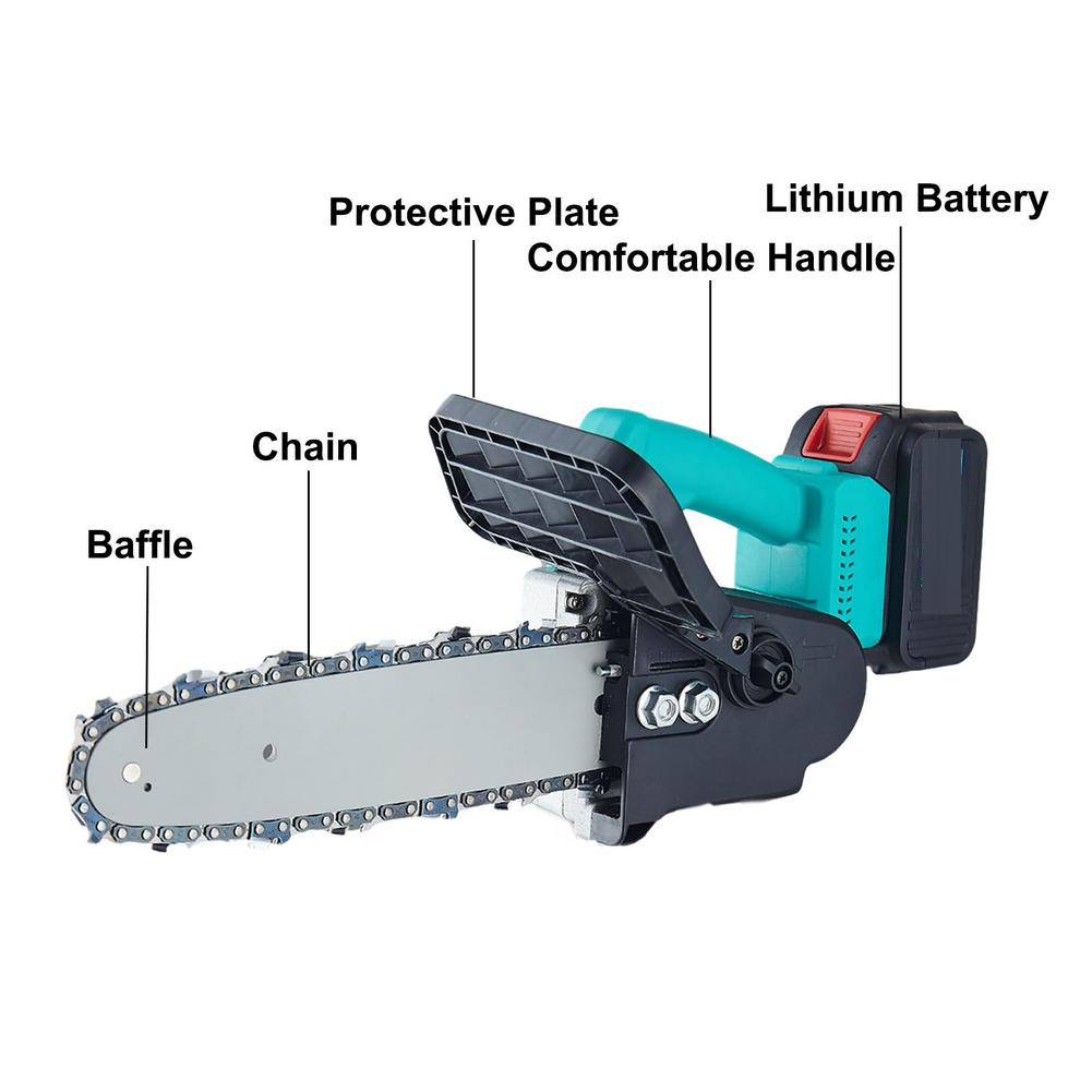 ForKumi 48V cordless chainsaw kit including chainsaw, two batteries, two chains, and two guide bars