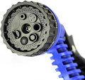 ForKumi 60m expandable garden hose with black multi-pattern nozzle and blue flexible tubing