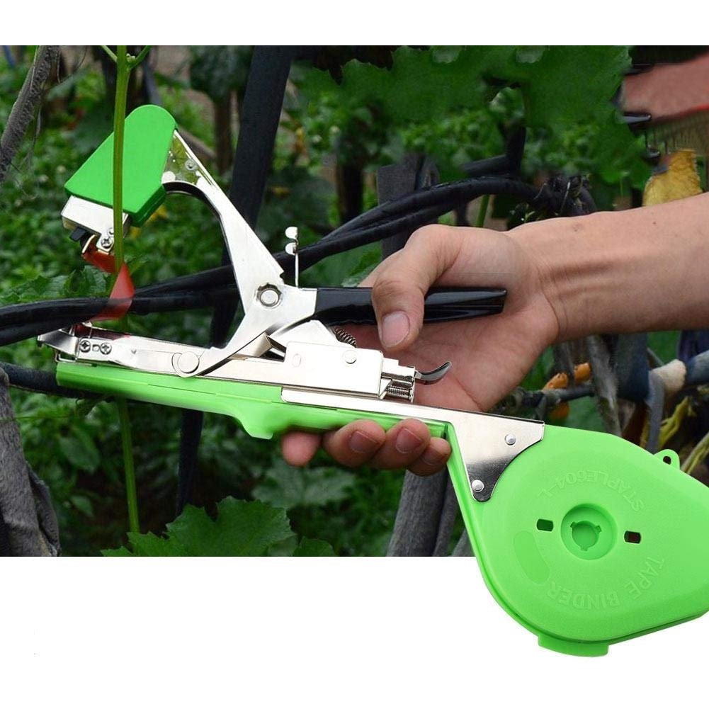 ForKumi vine tying tool kit in use with green handle tying plant vines effectively
