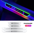 ForKumi magnetic RGB car LED strip glowing in multiple colors installed on Volkswagen car door sill