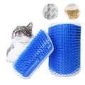ForKumi wall mounted cat brush in blue with soft bristles for grooming and massaging cats