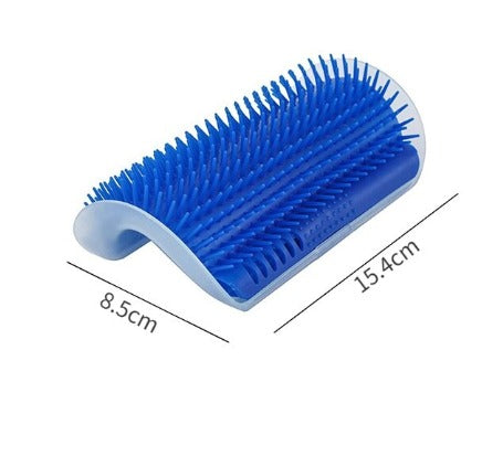 ForKumi blue wall mounted cat brush with soft bristles measuring 15.4 cm by 8.5 cm for pet grooming
