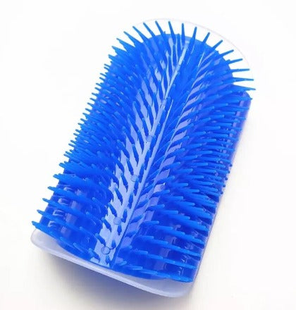 ForKumi blue wall mounted cat brush with flexible bristles for self-grooming cats