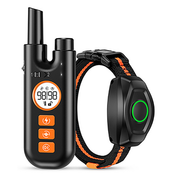ForKumi waterproof dog training collar with remote control and adjustable black and orange strap