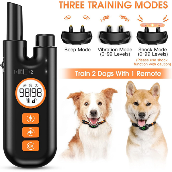 ForKumi waterproof dog training collar remote with three training modes for two dogs