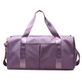 ForKumi waterproof gym duffel bag in purple with dual front pockets and sturdy handles