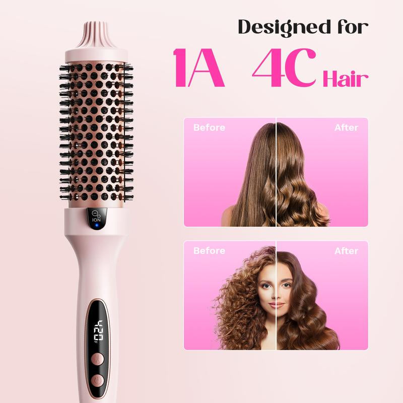 Avis ionic thermal styling brush with round bristles and digital display designed for 1A to 4C hair types