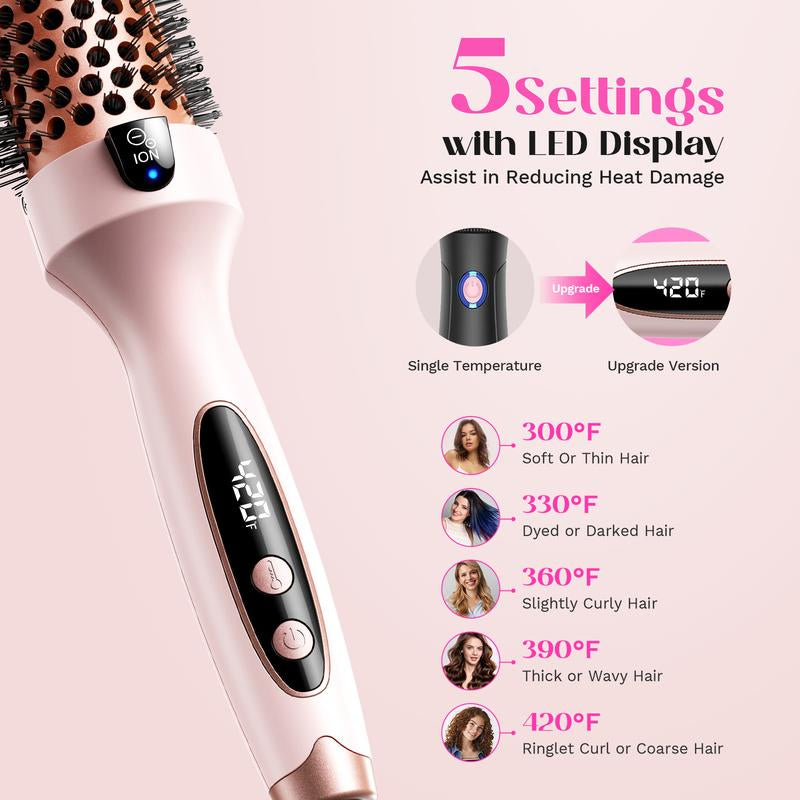 Avis ionic thermal styling brush with five heat settings and LED display for reducing heat damage