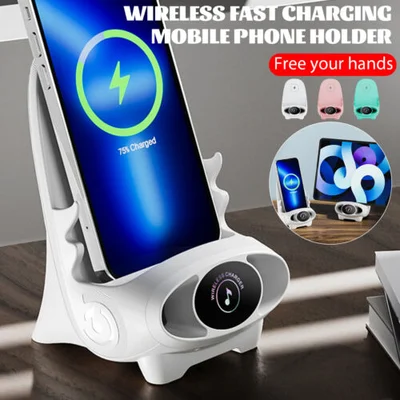 ForKumi 15W wireless charging phone holder with white stand and fast charging display
