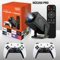 ForKumi wireless HD projection controller with projector, remote, and two white game controllers