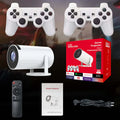 ForKumi wireless HD projection controller with dual white game controllers, smart projector, remote, and accessories