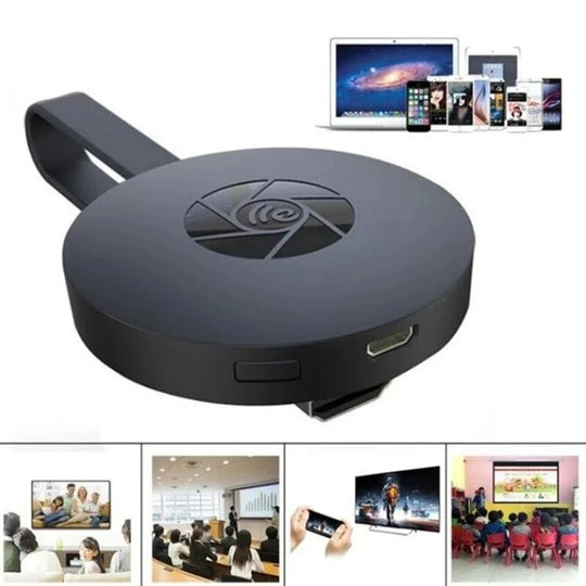 ForKumi wireless TV casting adapter in black connecting multiple devices for streaming media