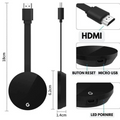 ForKumi wireless TV casting adapter with HDMI connector and micro USB port in black compact design