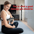 Woman using ForKumi mini percussion massage gun on arm for muscle relief and relaxation