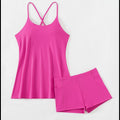 Avis women's active dress set in bright pink with tank top and matching shorts