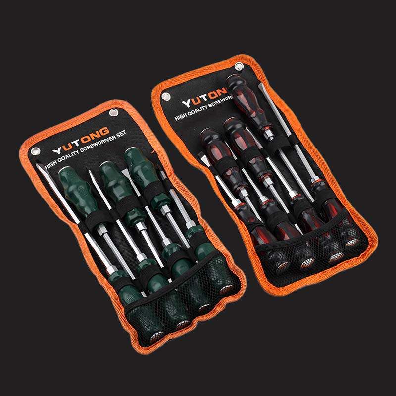ForKumi multifunctional screwdriver set with green and red handles in orange carrying cases for home use