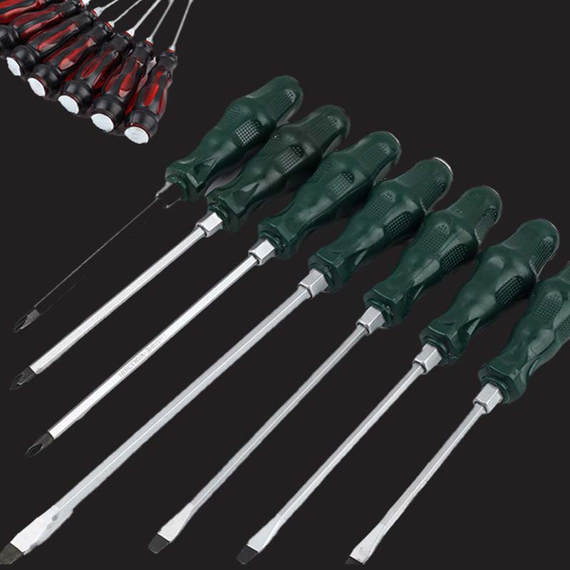 ForKumi multifunctional screwdriver set with green handles and various flathead and Phillips tips